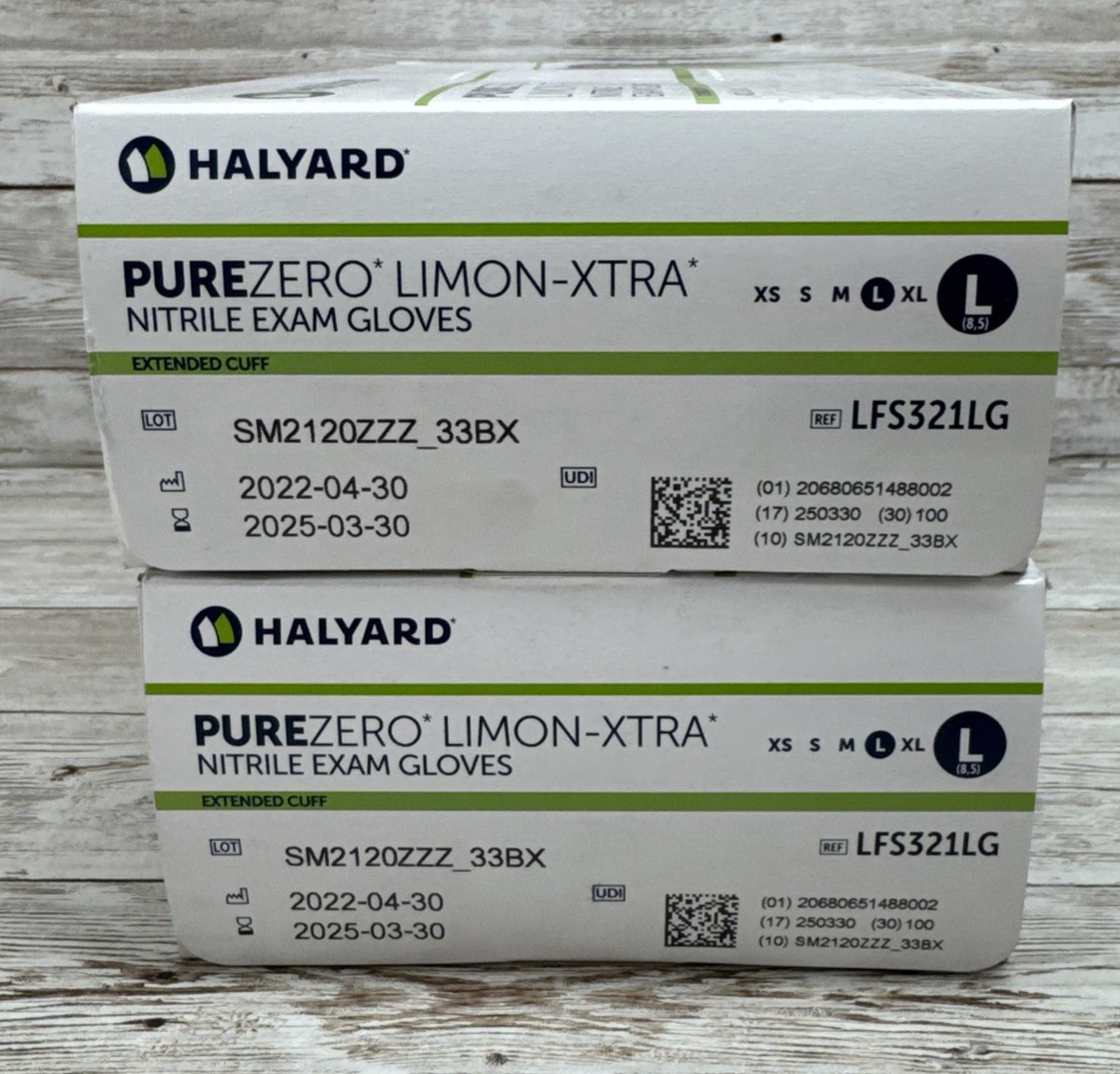 HALYARD PUREZERO LIMON-XTRA Nitrile Exam Gloves *2 Boxes* Size: Large *See Date*