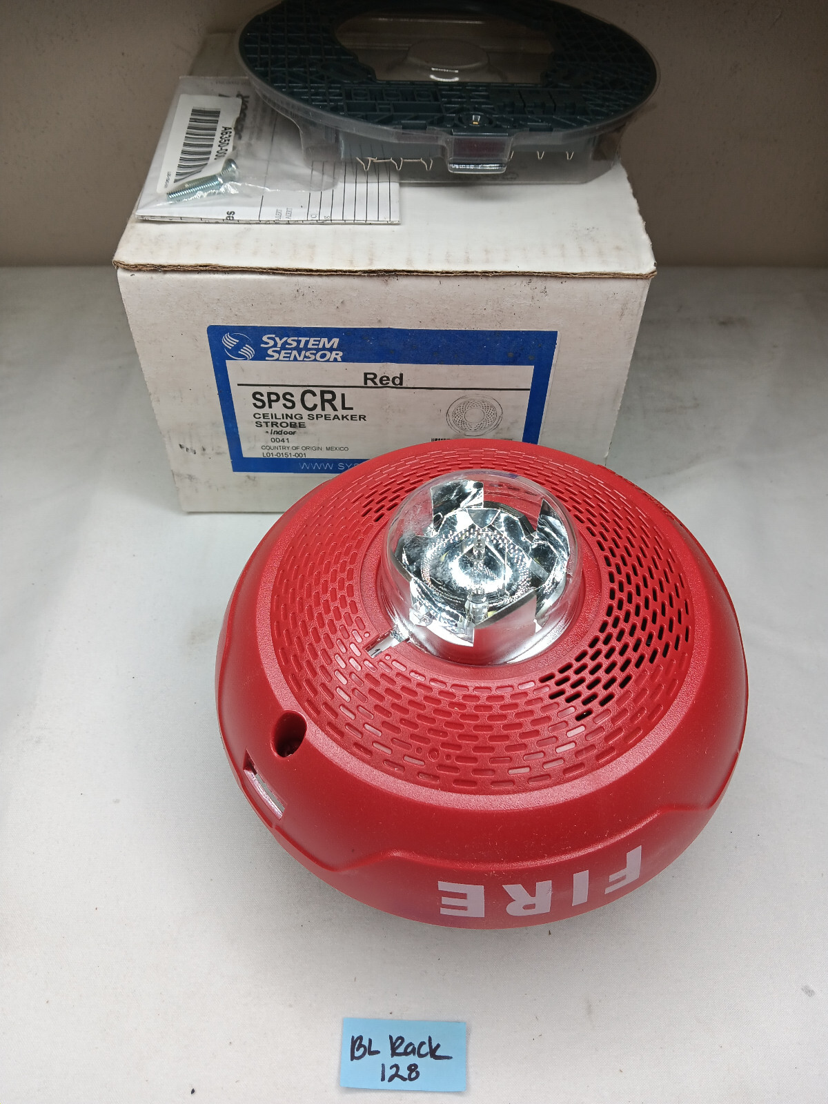 System Sensor spsCRL Indoor Red Fire Alarm System Ceiling Mounted Speaker Strobe