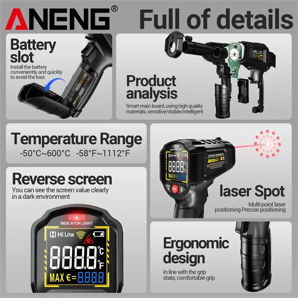 Infrared Thermometer LCD Digital Non-contact Laser IR Temperature Gun Temp Meter