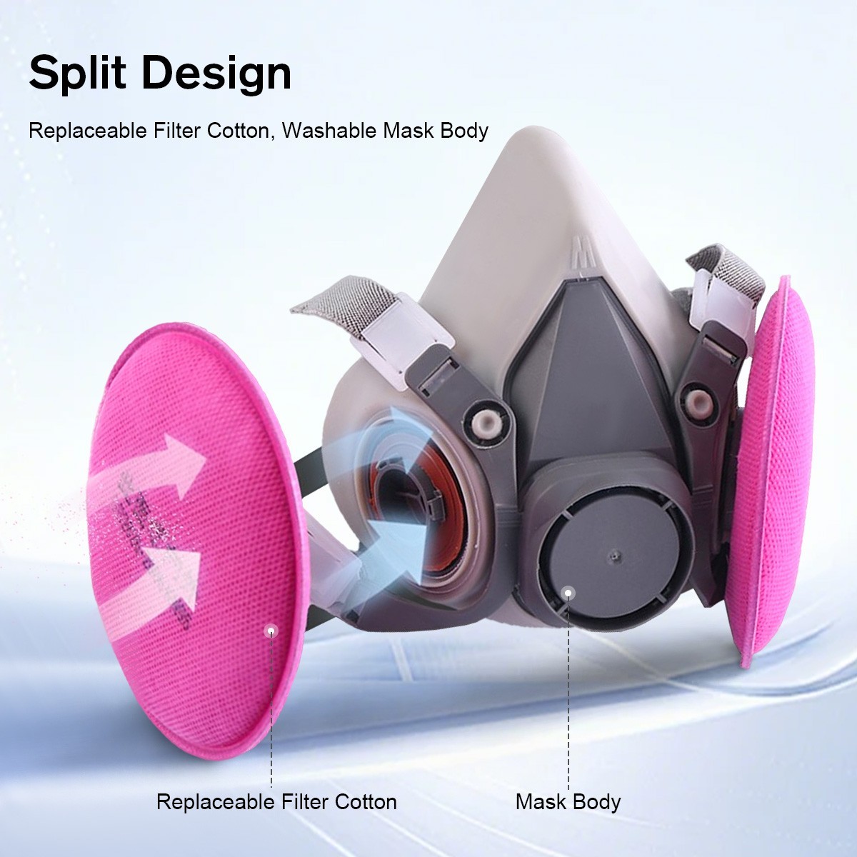 Half Face Gas Mask Chemical Vapor Paint Spray Respirator with 95% Red Filter