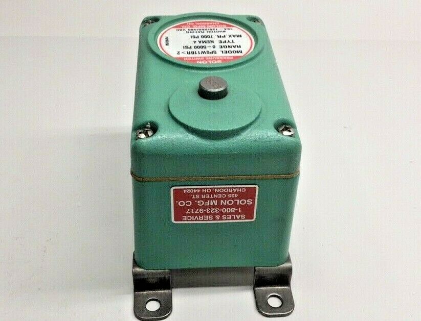 Solon 5PSW11BR 2 Pressure Switch 0-5000psi 7000psi max 15A 125/250/480VAC Nema 4