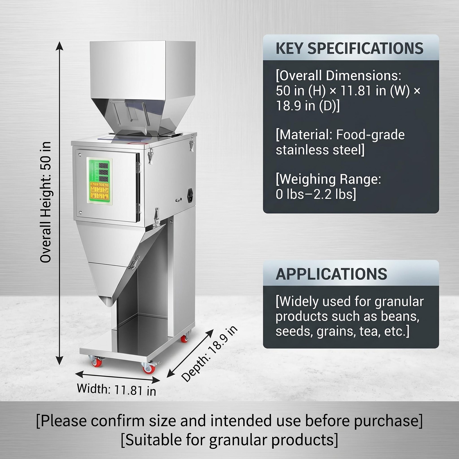 Particle Filling Machine, 0.1-2.2 lbs/10-1000g, Automatic Filler Machine