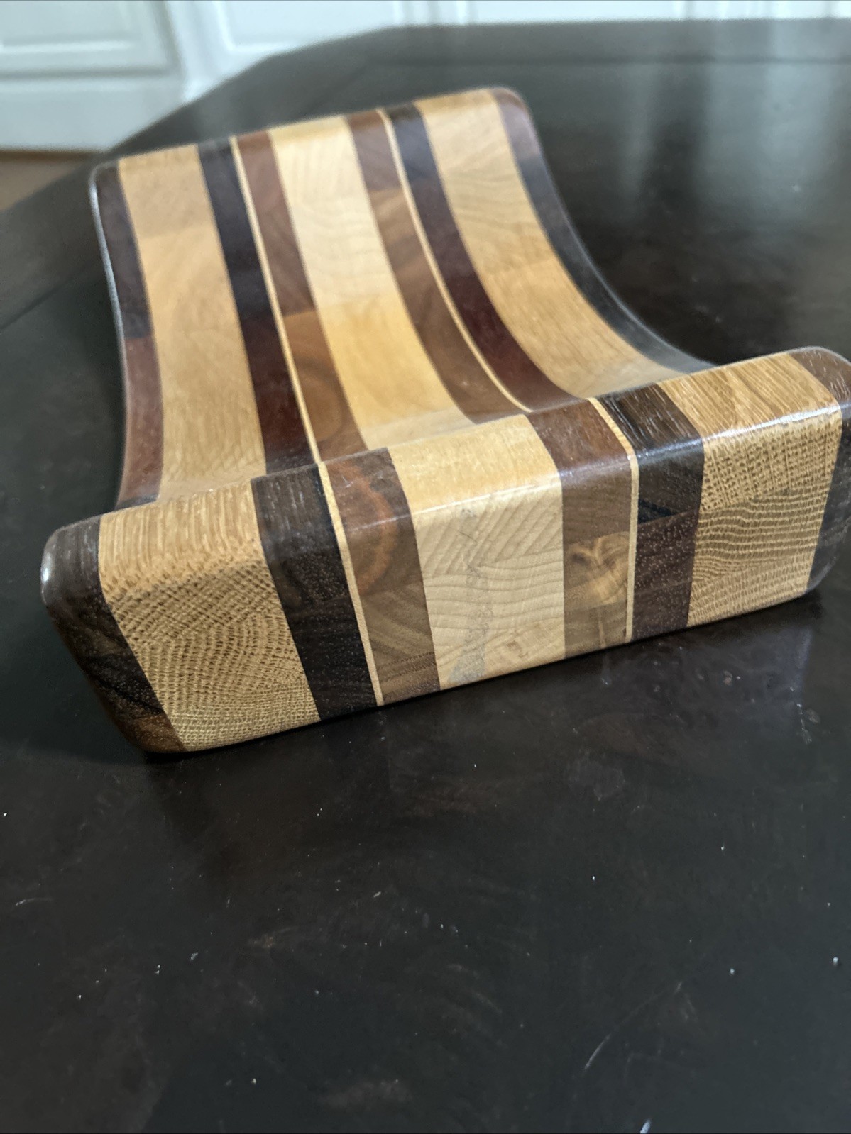 Vintage Hardwood Creations Mail Holder David Levy Davis CA Striped Wood Design