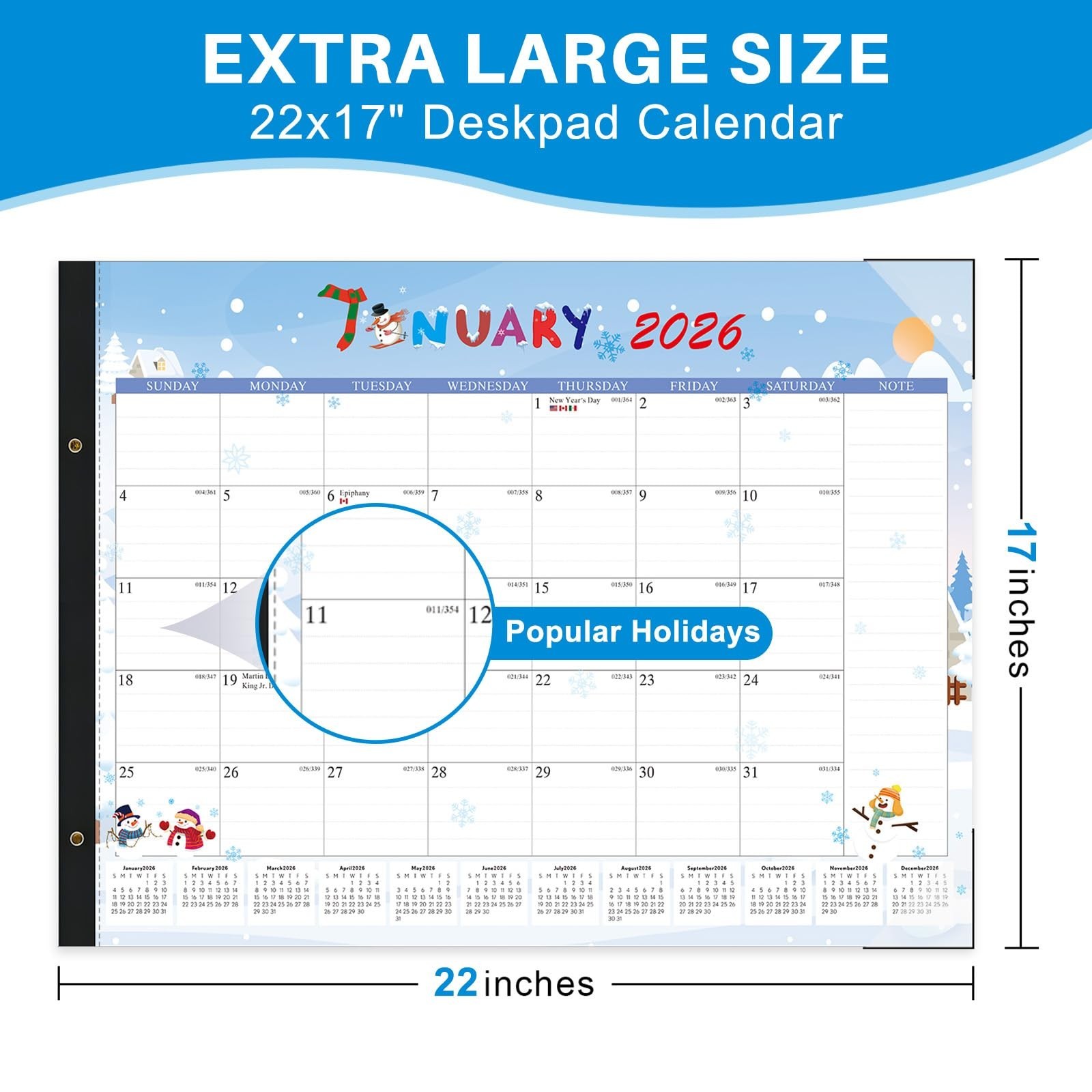 2026 Desk Calendar Large 22×17 – 01/2026-07/2027 Desk Top Calendar 2026 wi