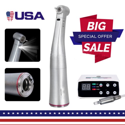 Dental 1:5 Fiber Optic LED Contra Angle Increasing Handpiece Fit NSK E-Type USA