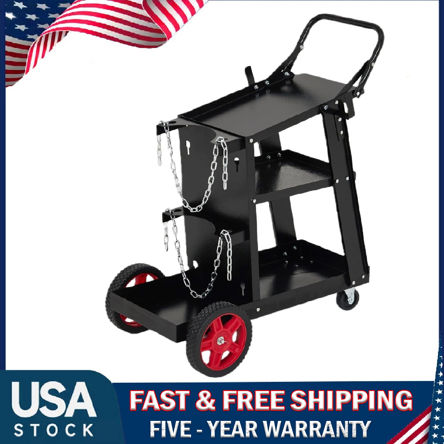 Welding Cart ,3-Tier Heavy Duty Rolling Welder Cart for TIG ,MIG ,Plasma Cutter