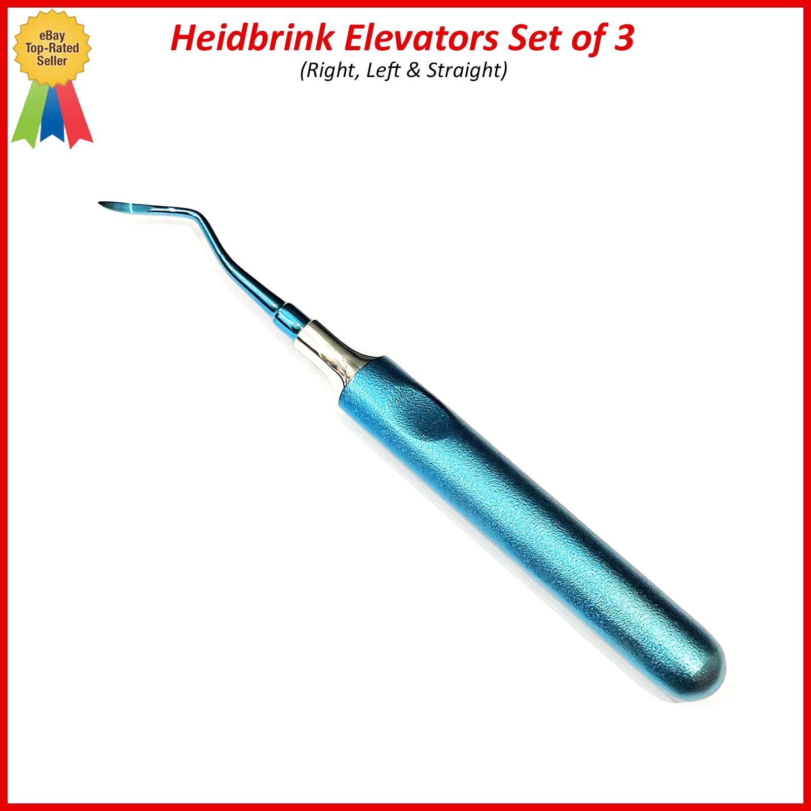 3 Pcs Dental Root Elevators Blue HEIDBRINK Oral Surgery Luxating Root Elevators