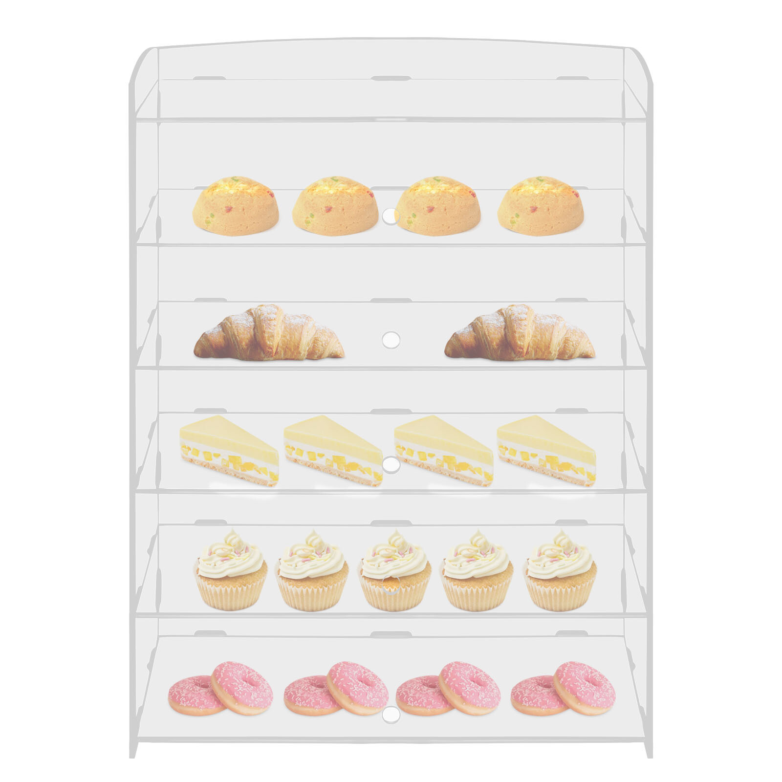 18.7*8.46*24.4in 5-Tier Acrylic Display Case Bakery Pastry Countertop Showcase