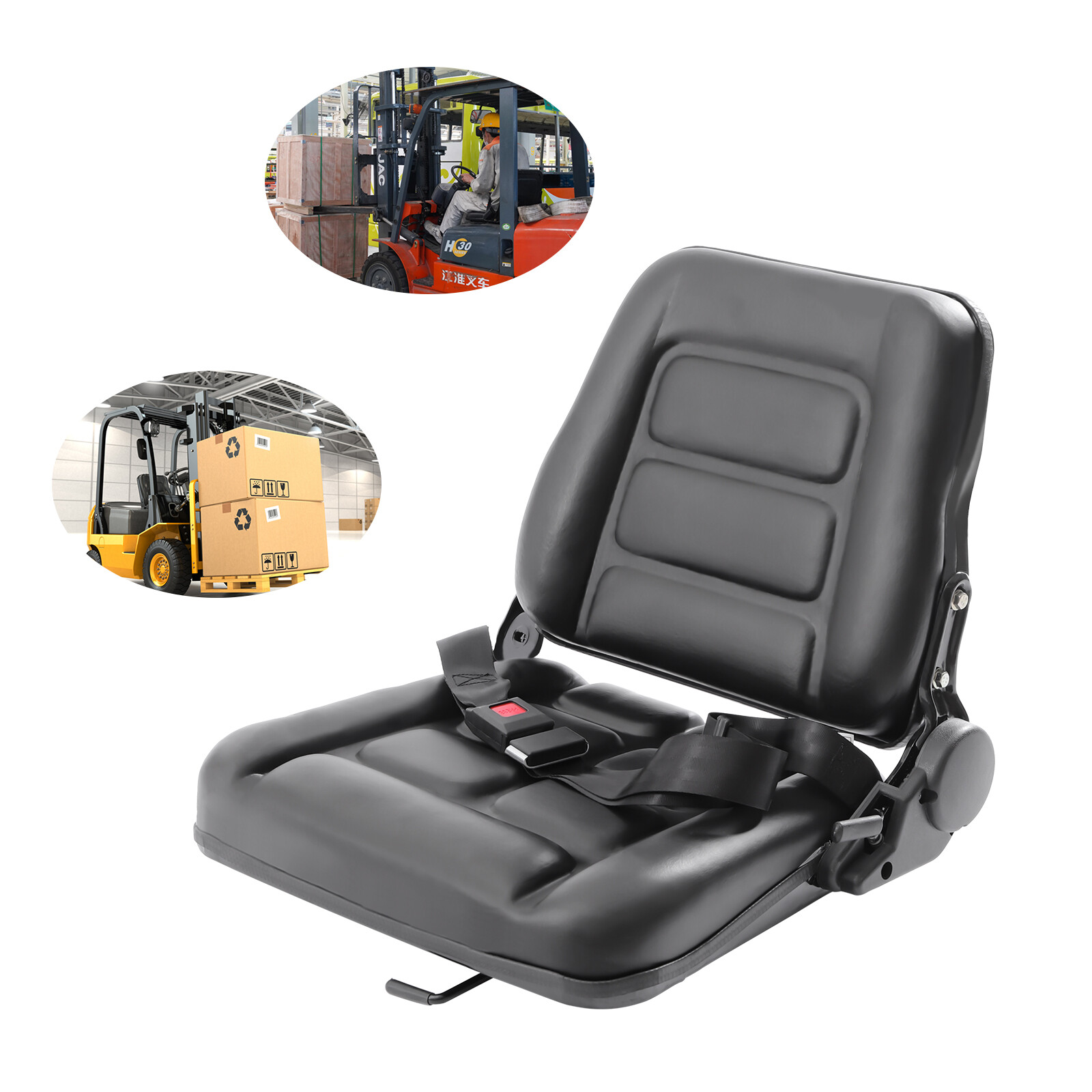 Black Forklift Seat Drivers Side Truck Forklift Seat Backrest Adjustment Seat US