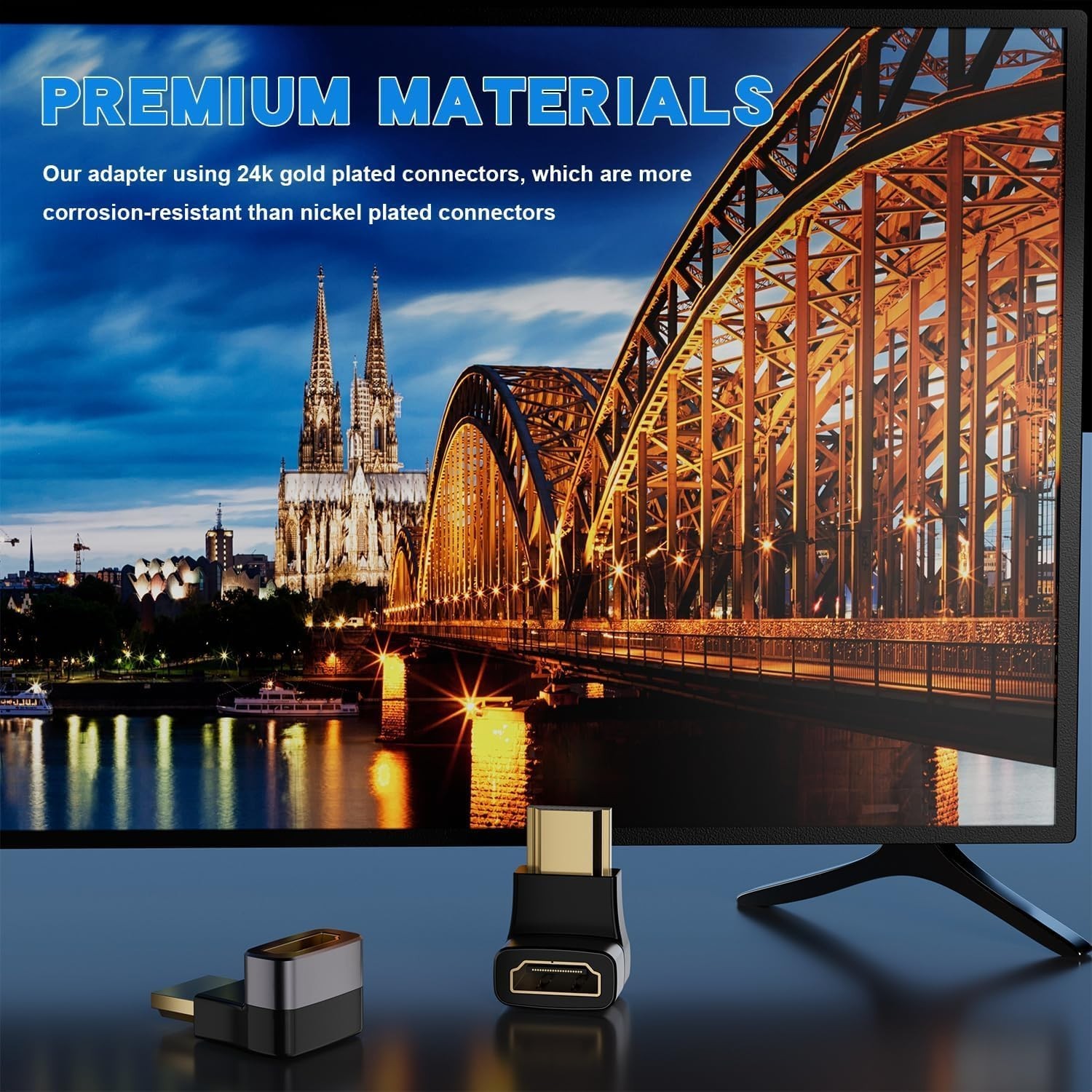 8K@60Hz Right Angle HDMI Adapter, 90 Degree and 270 Degree HDMI Adapter (2 Pack)