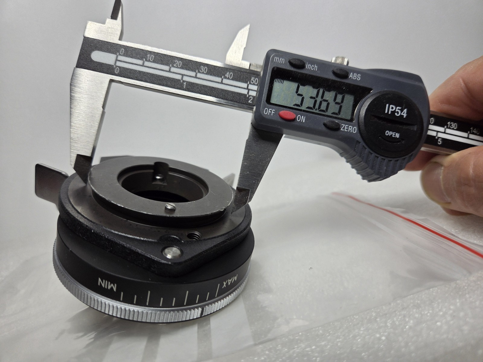 Zeiss Microscope Condenser with Flip Top Lens and Diaphragm.