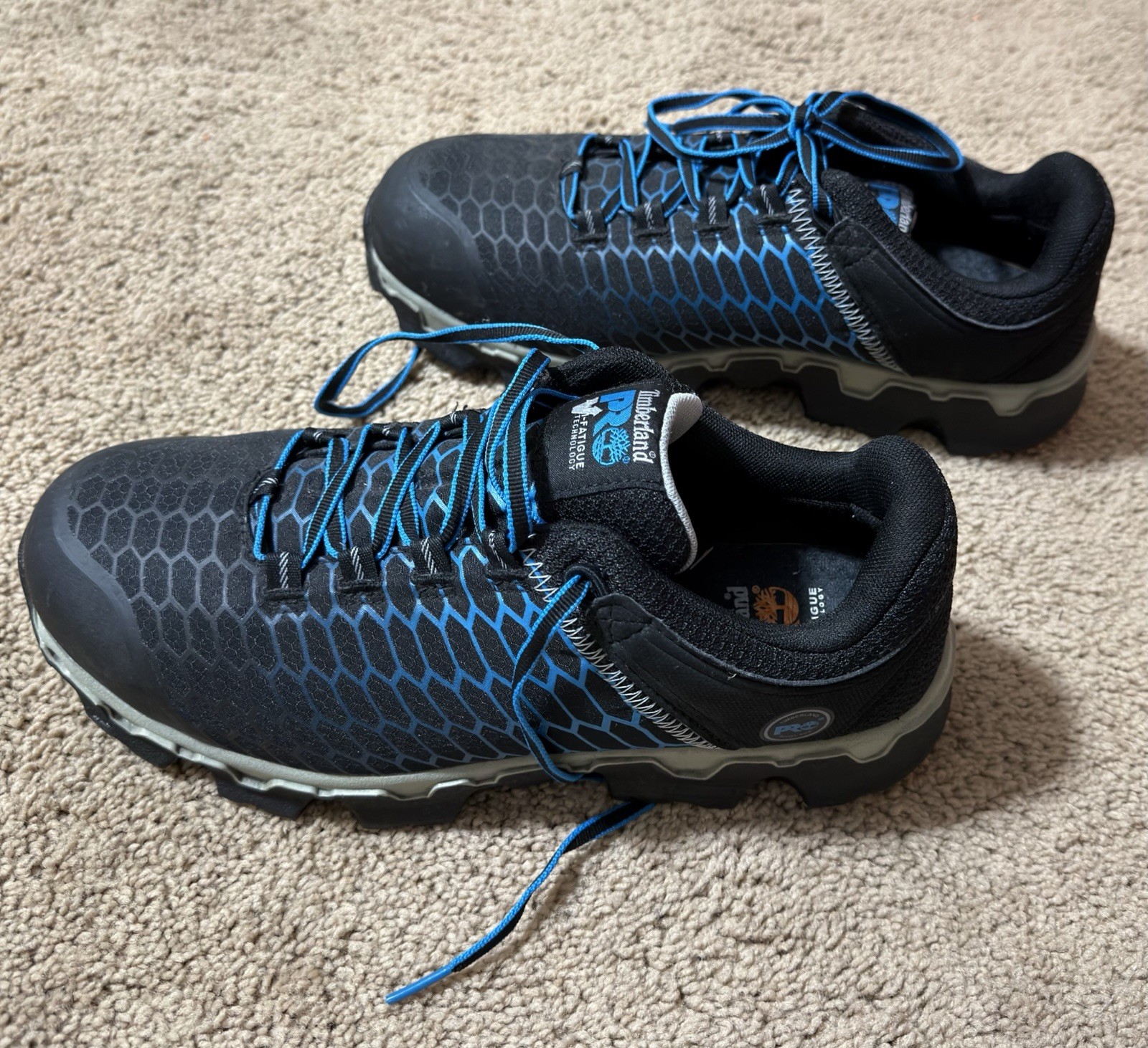 Timberland PRO Low-Top Work Shoes Black w/ Blue & Orange Lace-Up Laces (2)