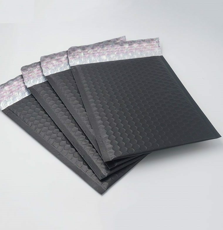 100 #0 Matte Metallic Black Poly Bubble Mailers Envelopes 6.5×10 DVD Wide CD