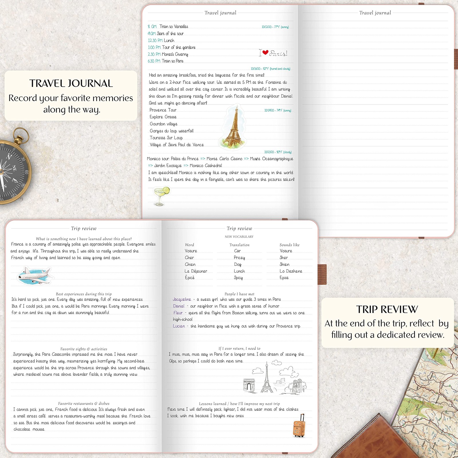 Legend Travel Planner – Vacation Itinerary A5 (5.8″ x 8.3″), Rose Gold