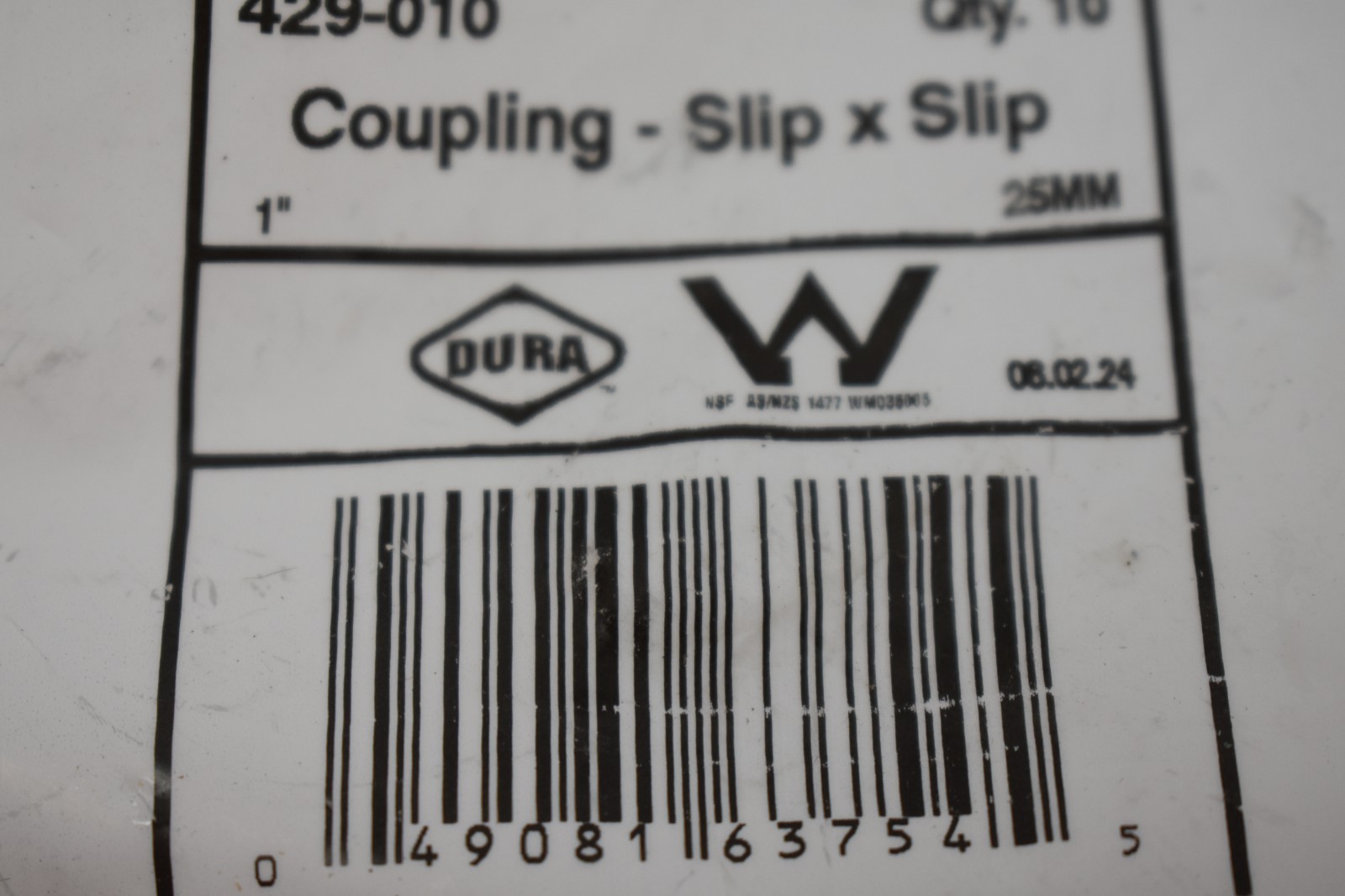 Dura Plastic Products Inc 1″ x 1″ PVC Slip x Slip Couplings 429-010 Lot of 20
