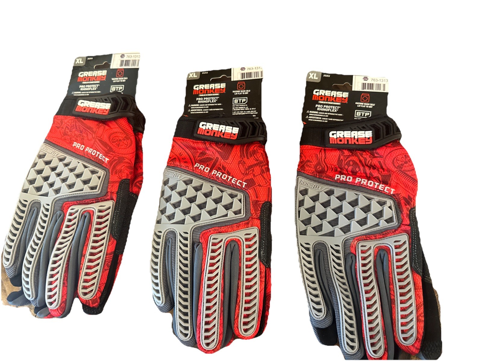 !!! 3 PACK !!! Grease Monkey Pro Protect Rhinoflex Air Mechanic Gloves Size Xl