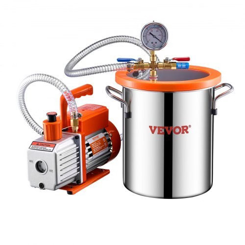 3 Gallon Vacuum Chamber and 3.5 CFM Pump Kit, Stainless Steel Chamber, Single St