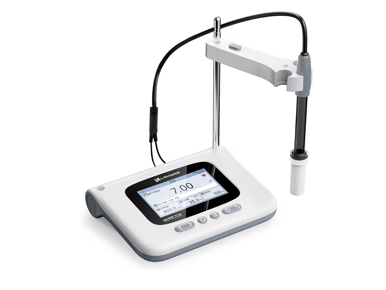 LOHAND LH-T710 Benchtop pH Meter w/ Electrode Probe, Color LCD, -2~16pH