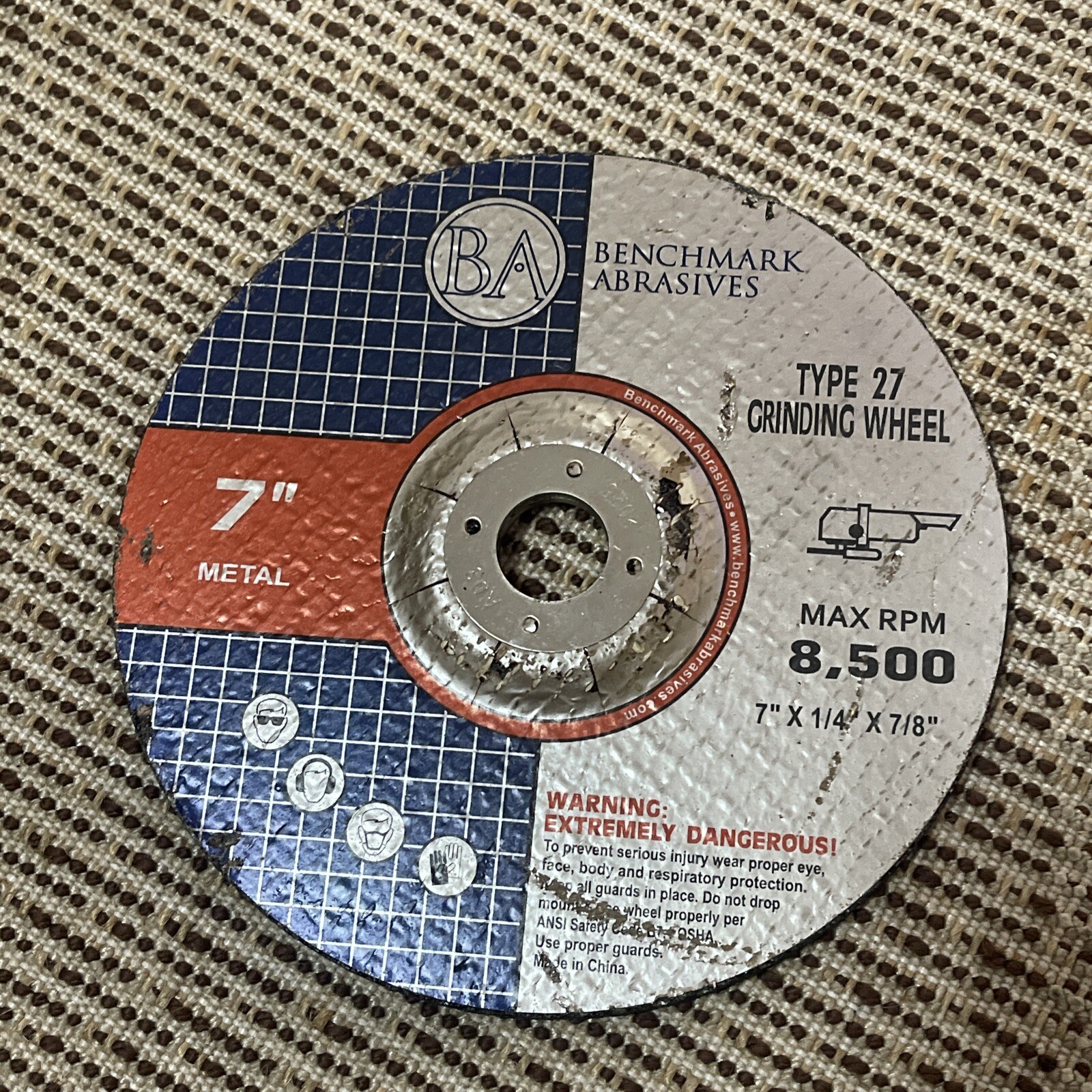 7″x1/4″x7/8″ Pro Depressed Center Grinding Wheel 10