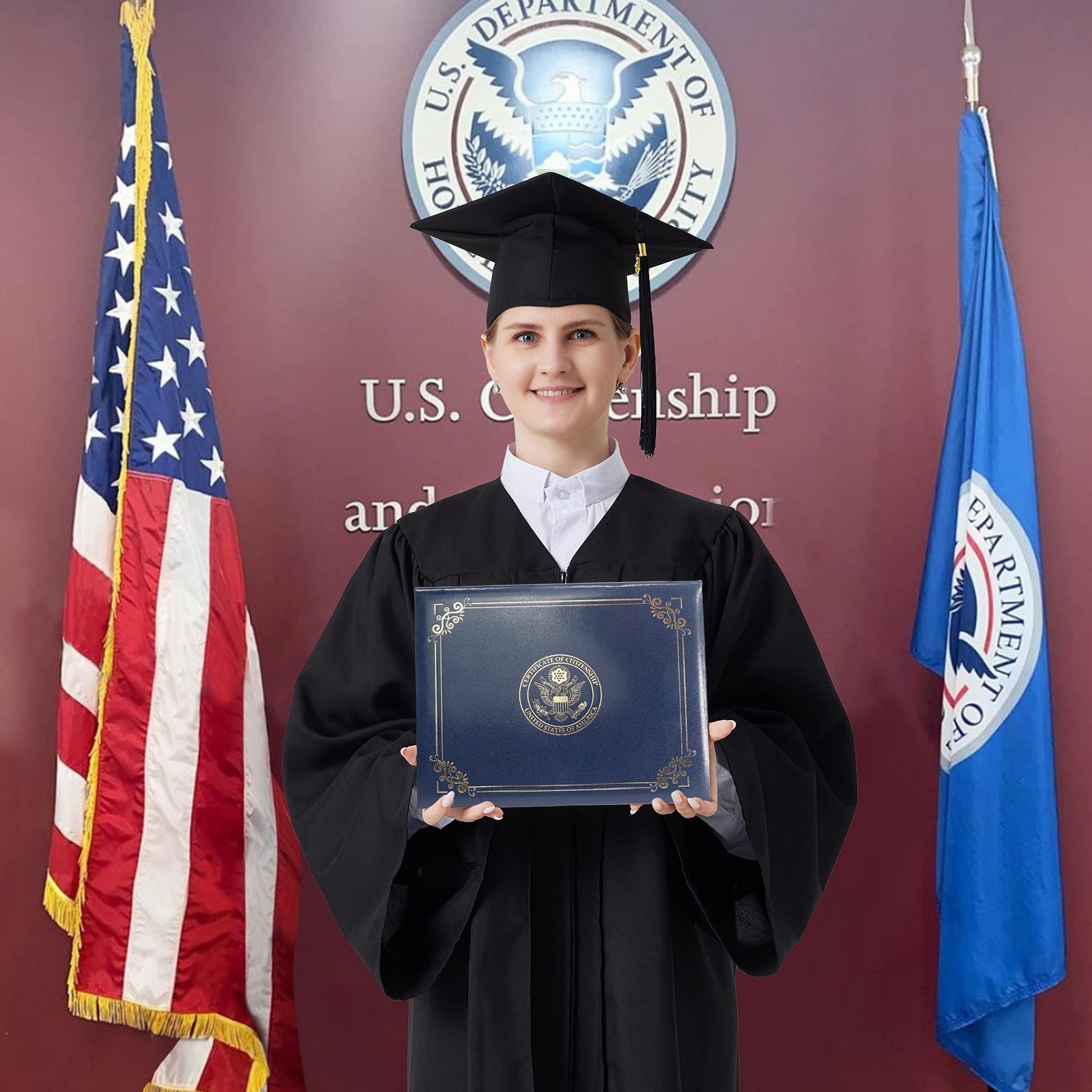 2026 US Citizenship Certificate Holder Padded Leatherette Cover with Seal