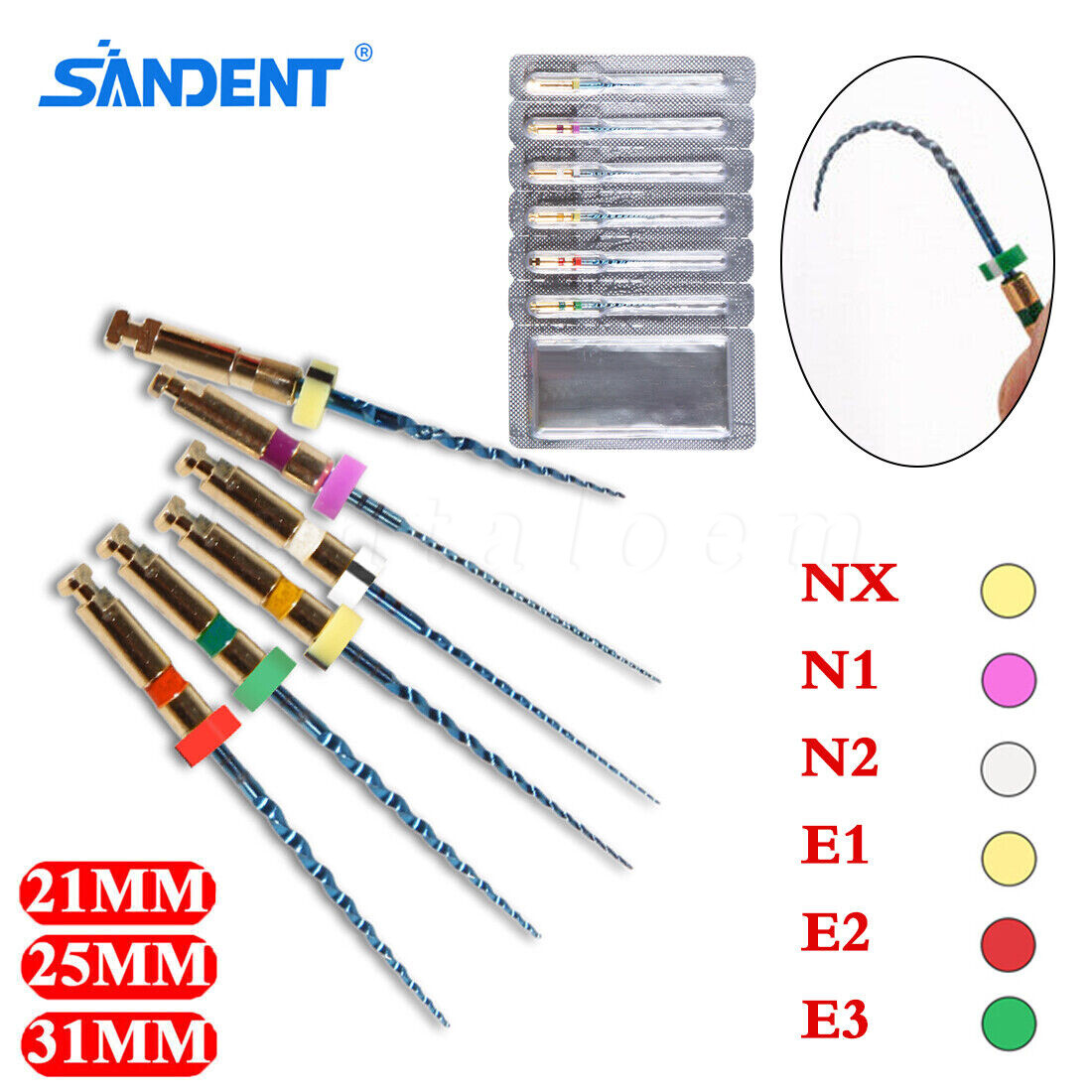 6pcs/pack Dental Endo Root Canal Super Taper Rotary Niti Files 21/25mm/31mm