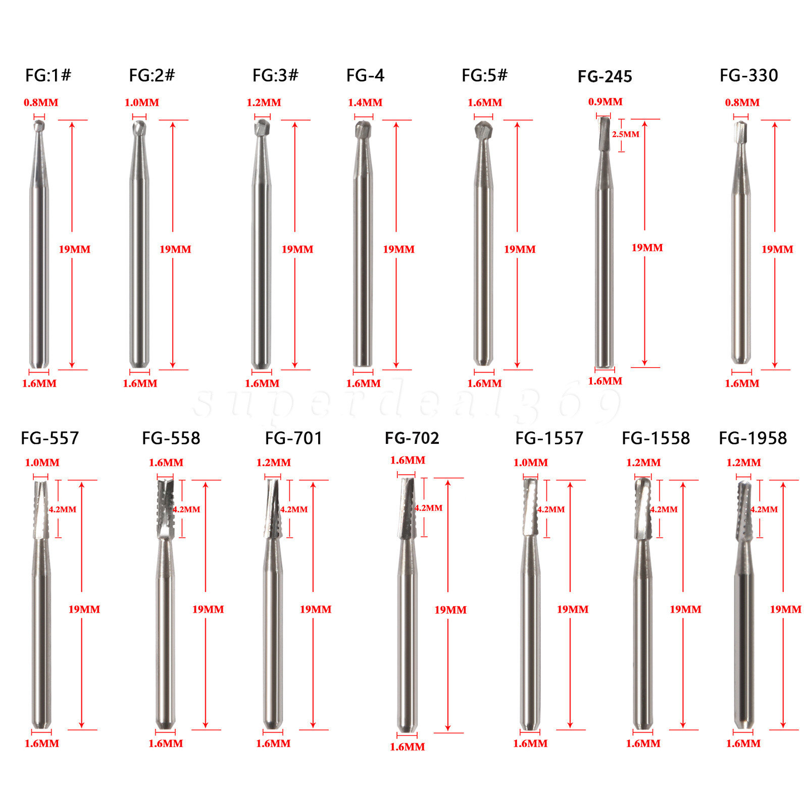 10-100Pcs Dental High Speed Handpiece Carbide Burs Round Steel FG Bur Drills ty