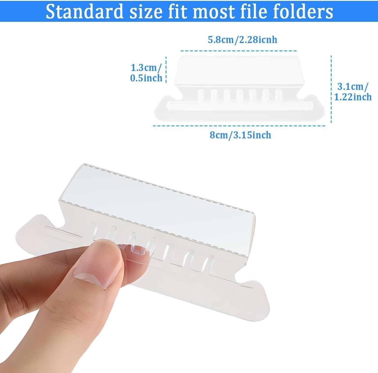 200 Sets File Folder Tabs, Insertable 3.1 x 2.4 x 1.2 inches, Clear (200pcs)