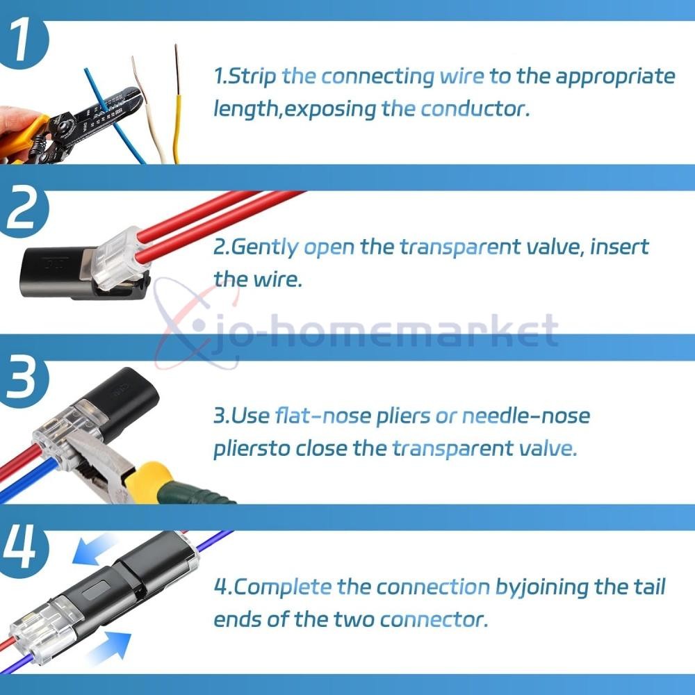50PCS Double-Wire Plug-in Cable Snap Connector Terminal Block w/ Locking Buckle