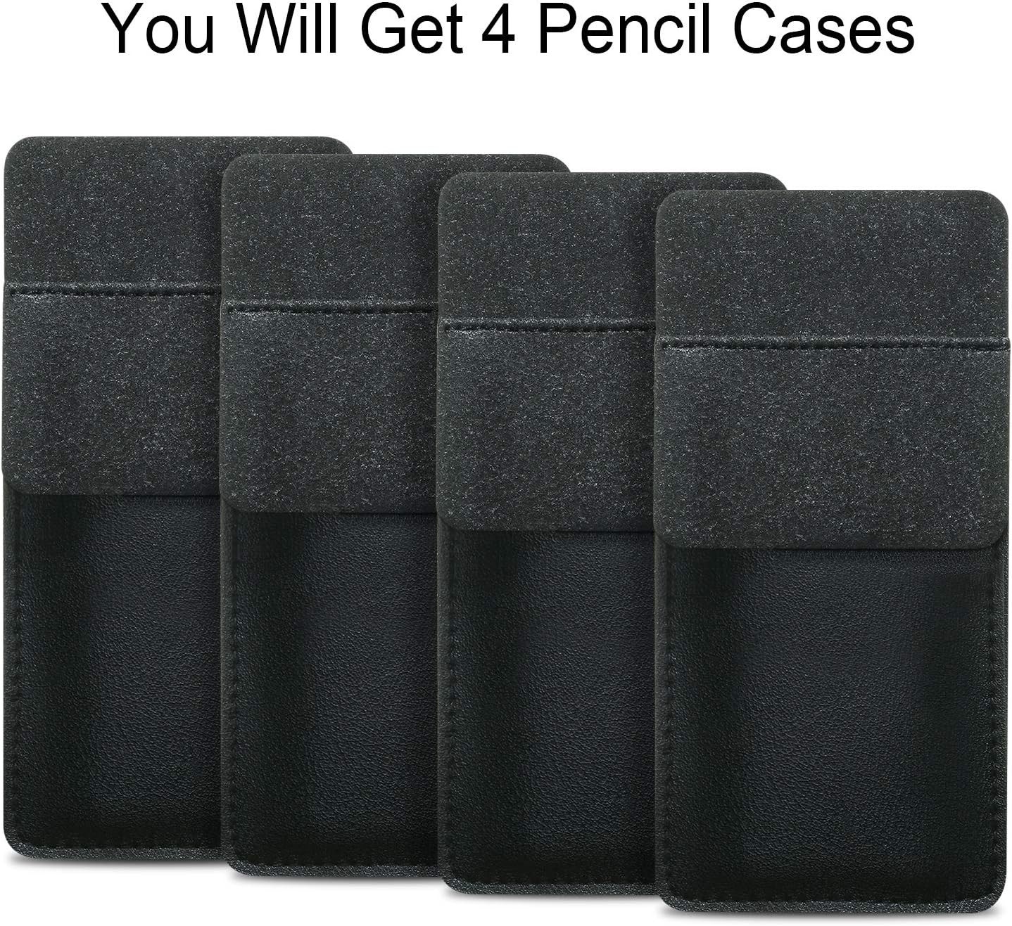 Outus 4 Pack Pocket Protector, Leather Pen Pouch Holder Organizer for Black