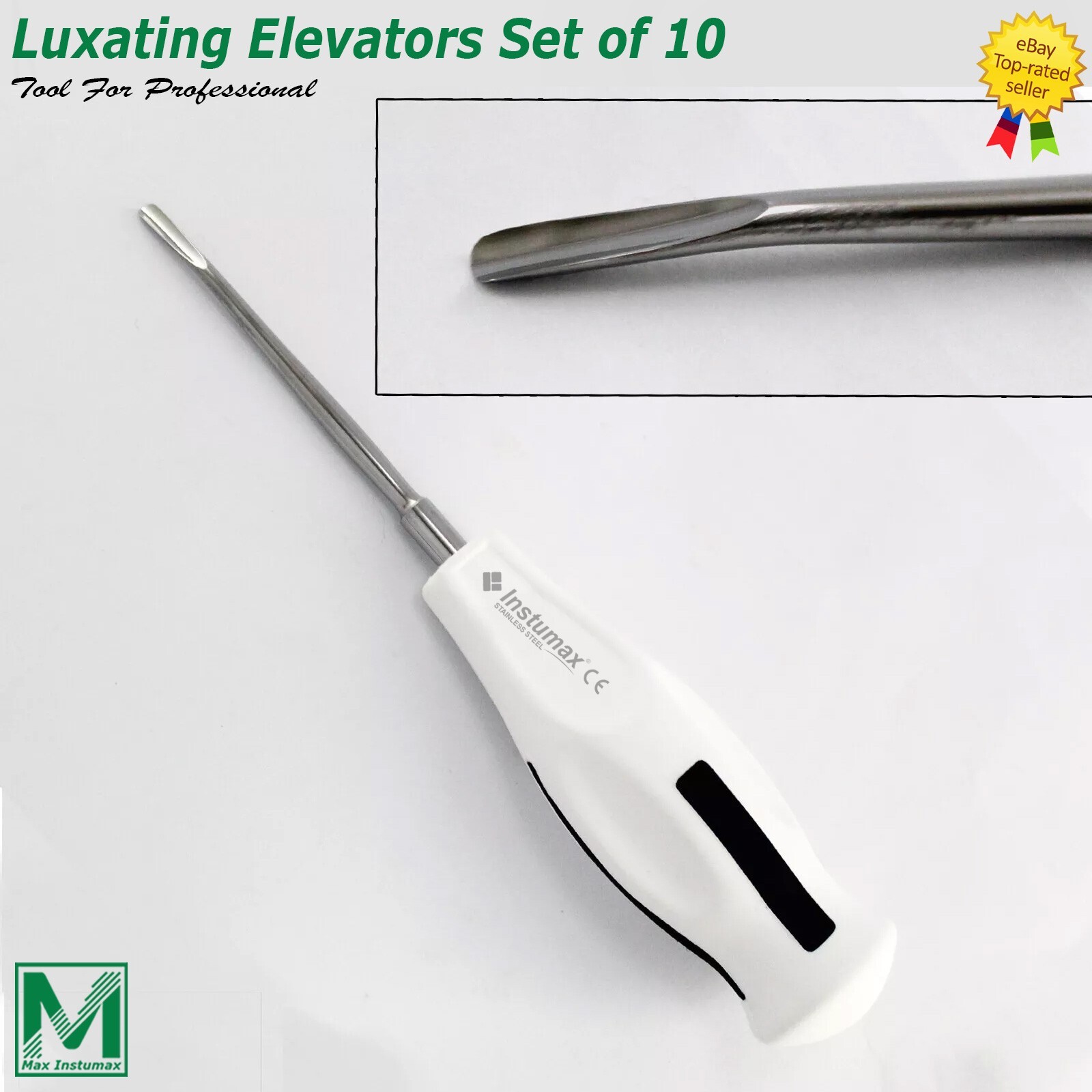 10 Pcs white Dental Root Elevators Oral Surgery PDL Luxating Tooth loosening