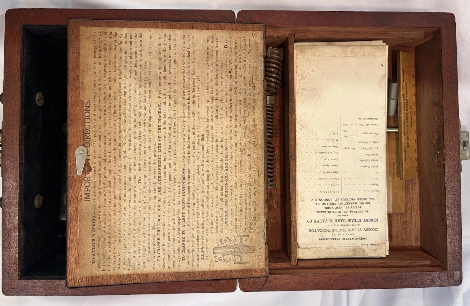 Crosby Steam-Engine Indicator 1890s 14471 Antique Set W/box and key very nice