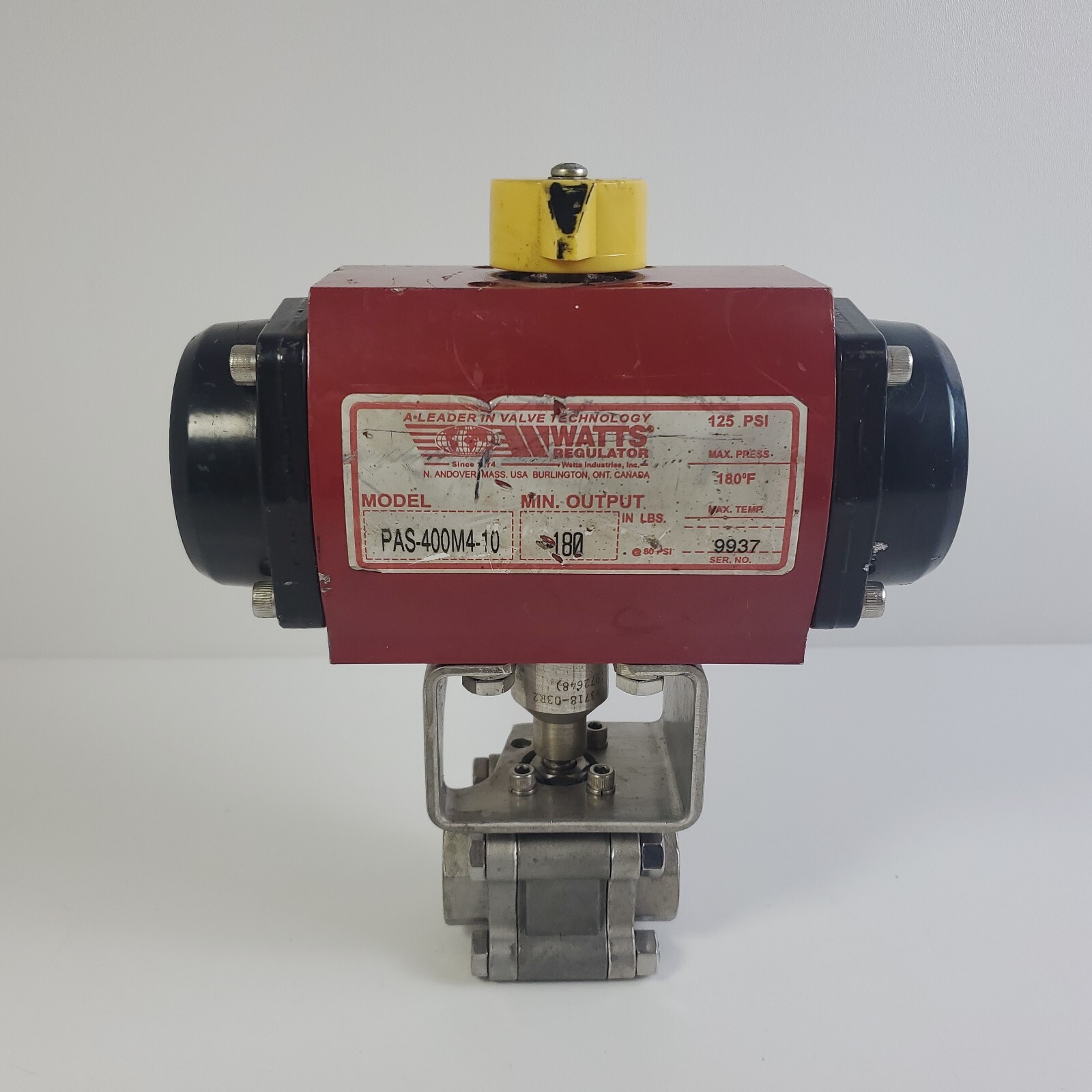 Watts Regulator Pneumatic Valve Actuator PAS-400M4-10 180 In Lbs Output 125 PSI