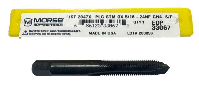Morse 5/16″-24 HSS Spiral Point Plug Tap 3 Flute GH4 Steam Oxide USA