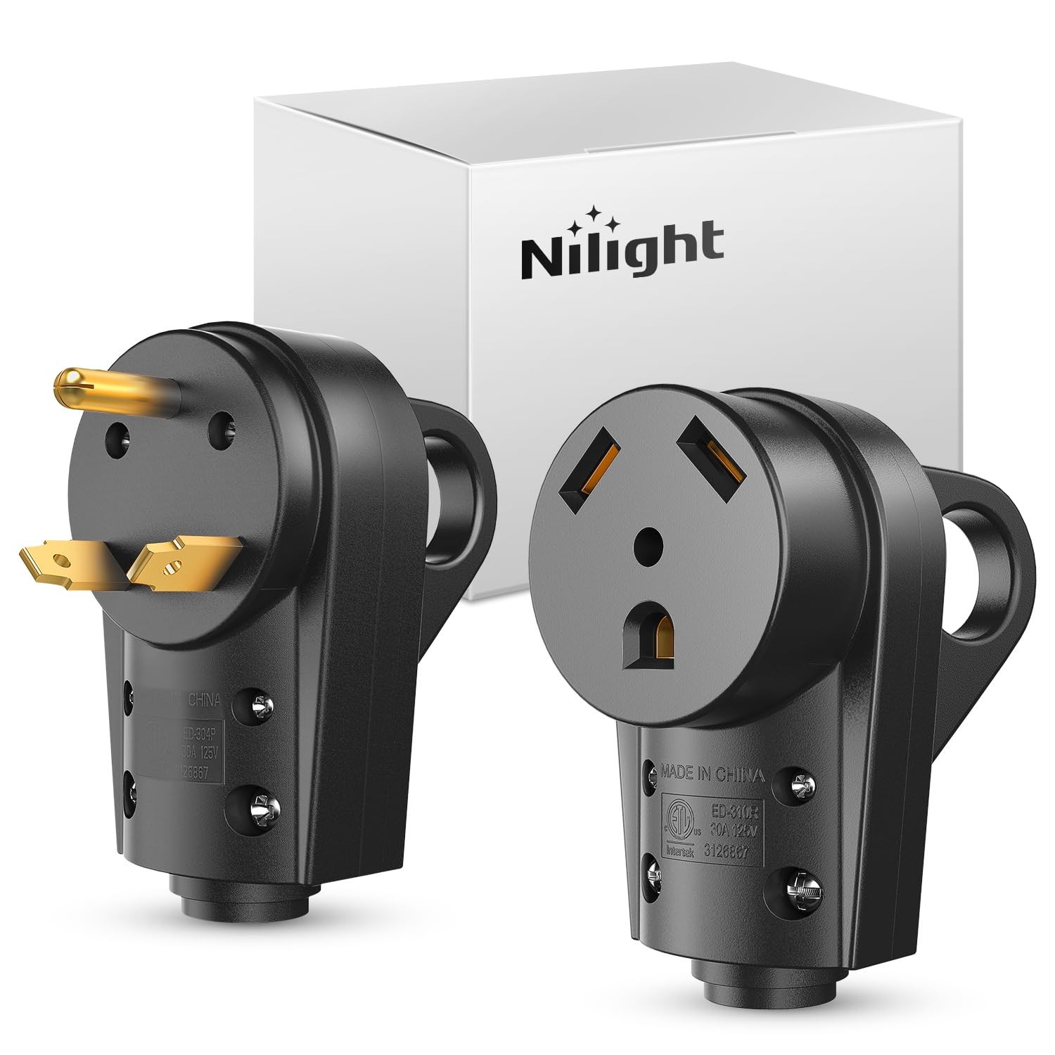30 Amp RV Replacement Plug and Receptacle NEMA TT 30P TT 30R Heavy Duty Black