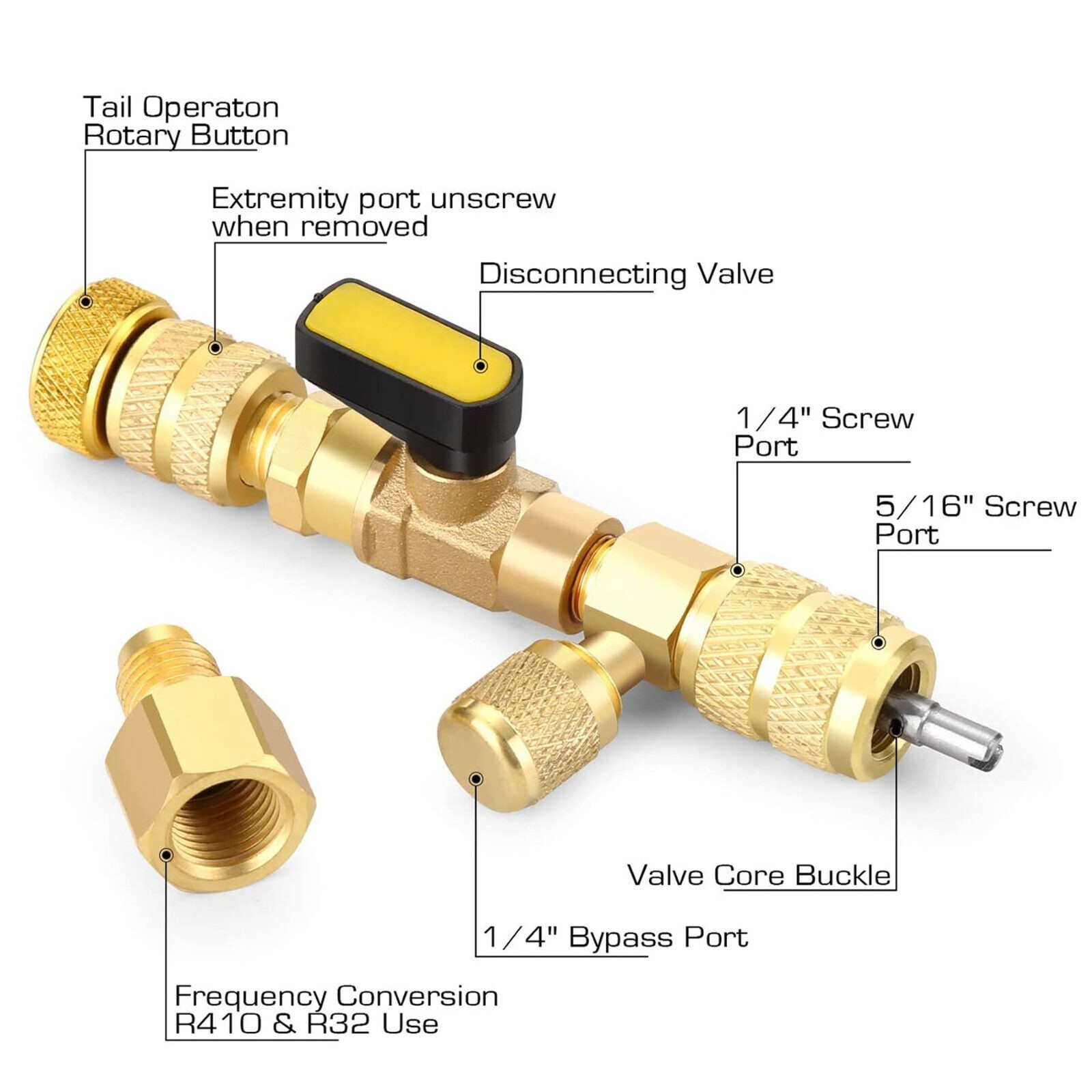 HVAC Tool AC Schrader Valve Core Remover Dual Size 5/16″&1/4″ Port Installer