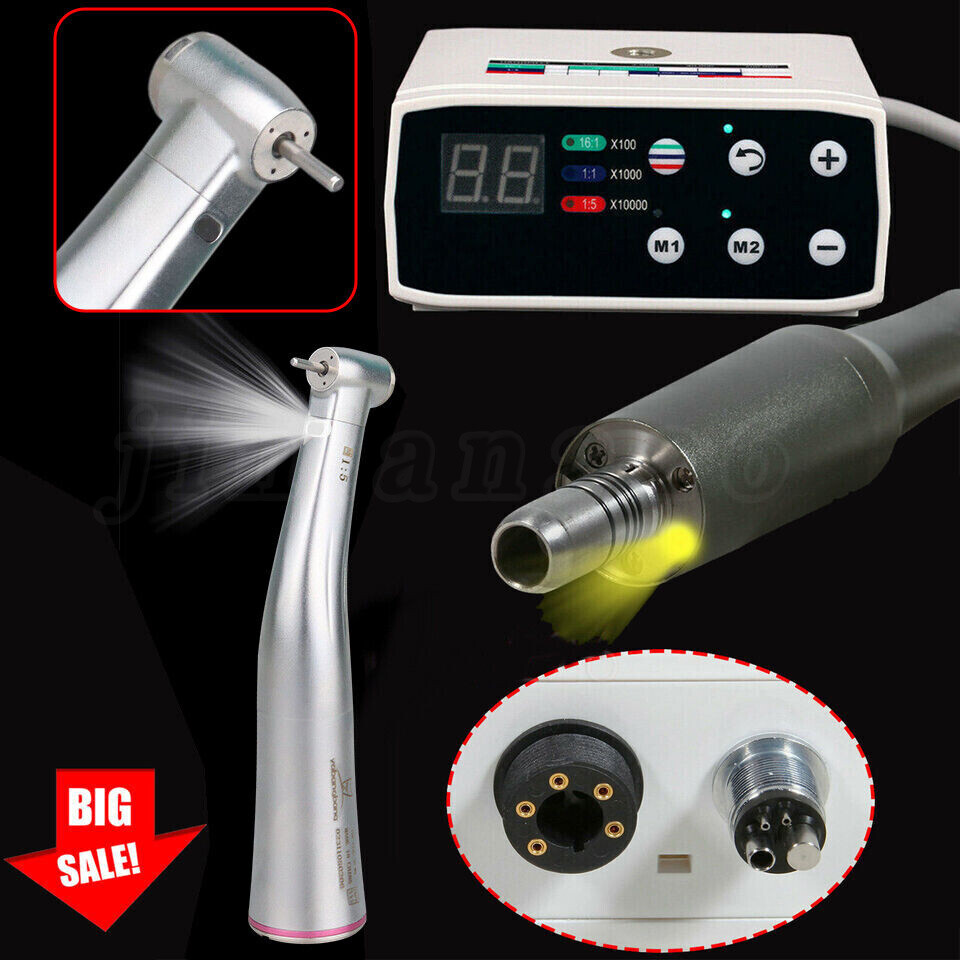 NSK NL400 Type Dental Electric Motor + 1:5 Handpiece Fiber Optic Contra Angle