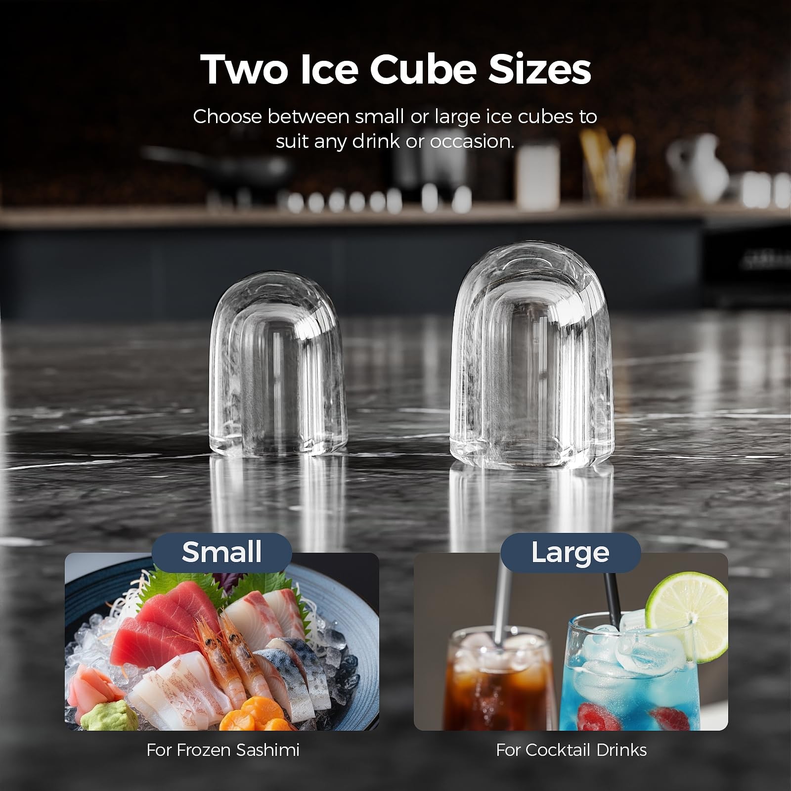 Countertop Ice Maker Machine with Handle, 8 Cubes Ready in 6 Mins, 26.5lbs/24…