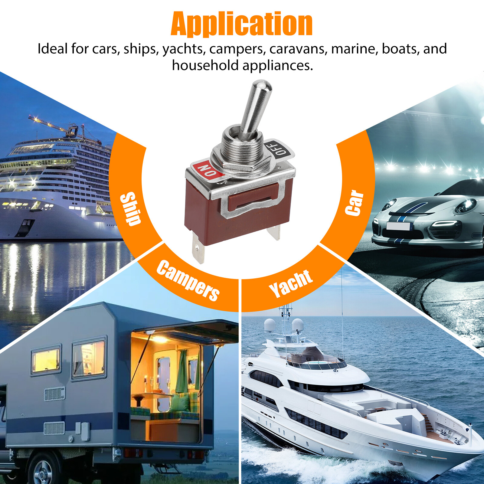 2 Pin SPST Heavy Duty Rocker Toggle Switch 20A 125V/15A 250V ON/OFF for Car Boat