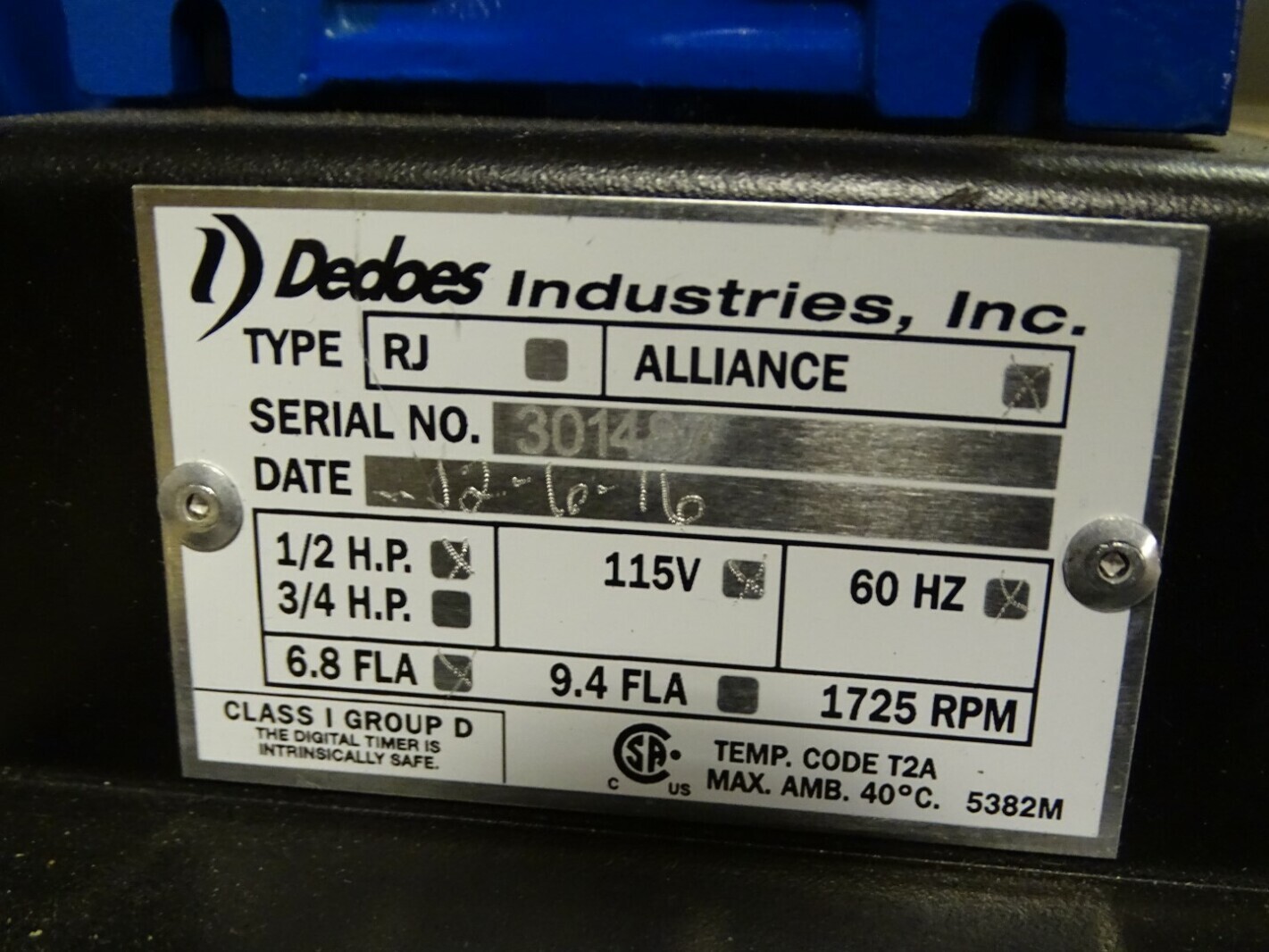 Dedoes Ind. Alliance Paint Mixer w/ Controller 1/2hp 6.8FLA 1725rpm 115V , 30148