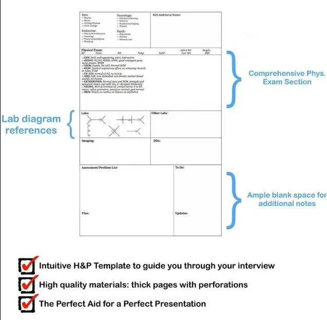 H&P Medical History and Physical Notebook, 100 Templates, Medical , Nurses, PA