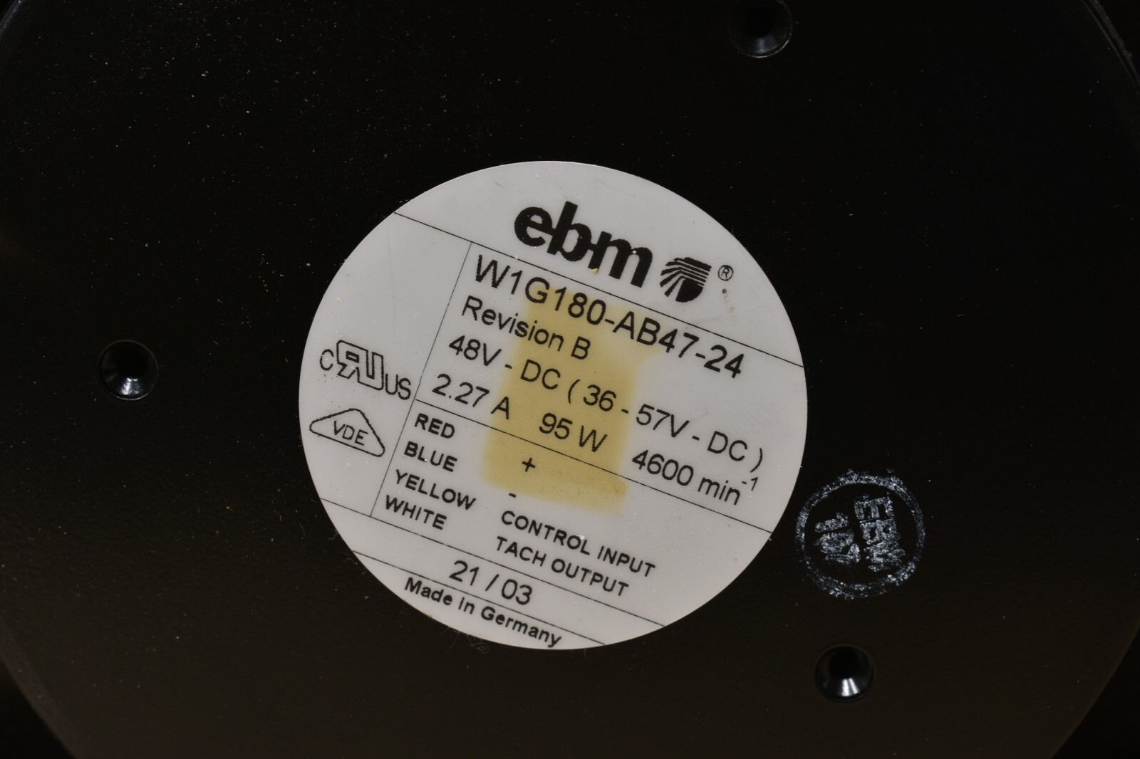 EBM Papst W1G180-Ab47 Fan 48VDC, 2.27A, 95 W, 4600RPM
