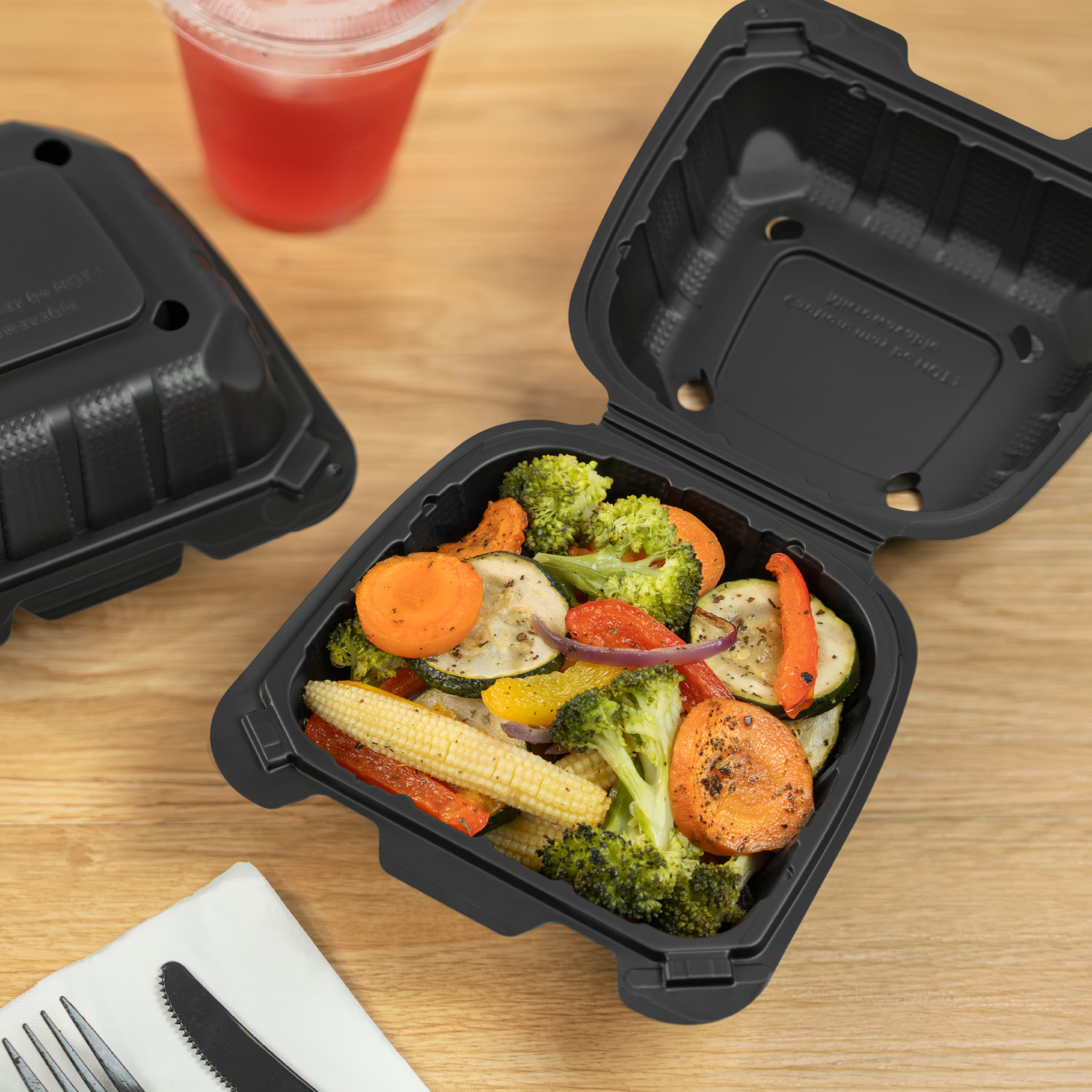 Karat Earth 6″x6″ Mineral Filled PP Hinged Container(1 compartment) Microwavable