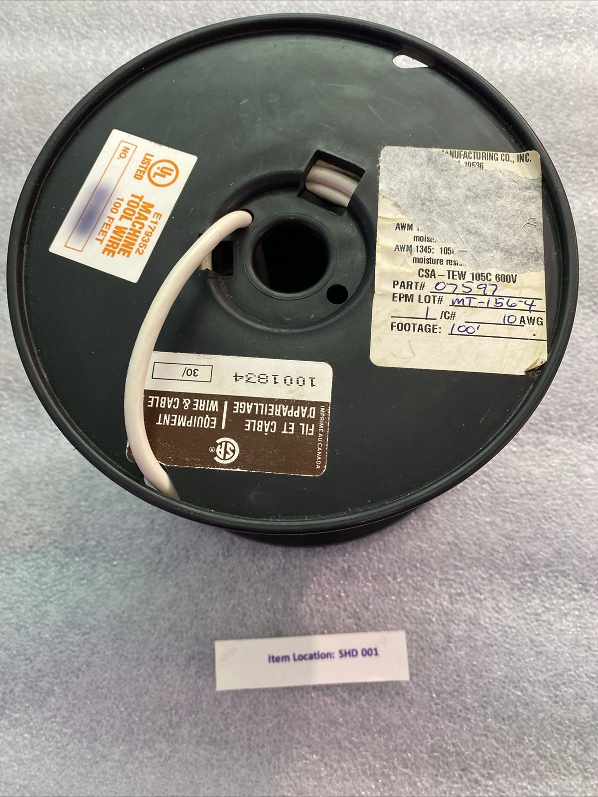 10AWG 600V MACHINE TOOL WIRE P/N: 07597 WHITE 100Ft Oil/Moisture Resistant