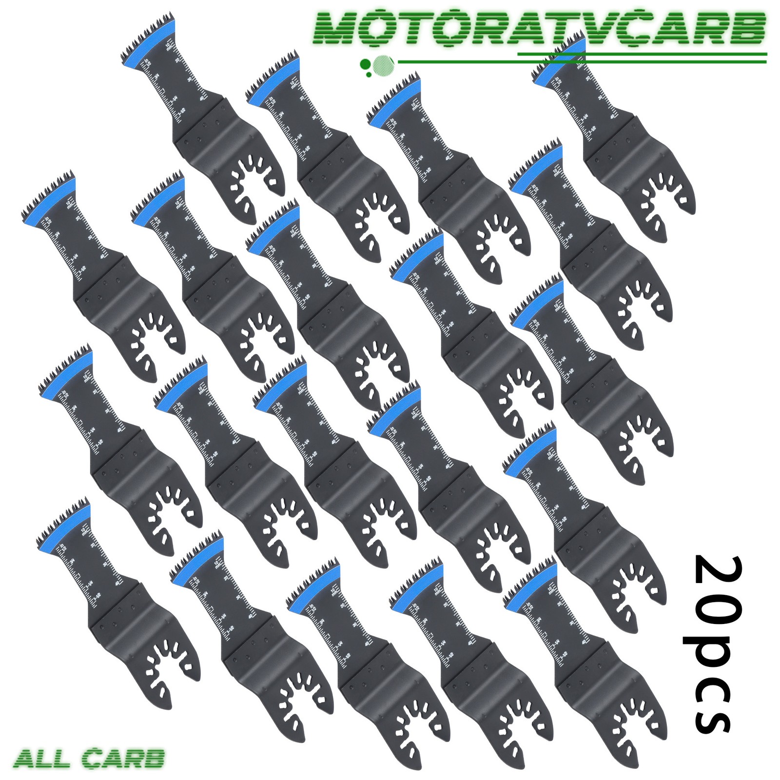 ALL-CARB 20 Pack Japanese Tooth Curved Edge Oscillating Multitool Saw Blades
