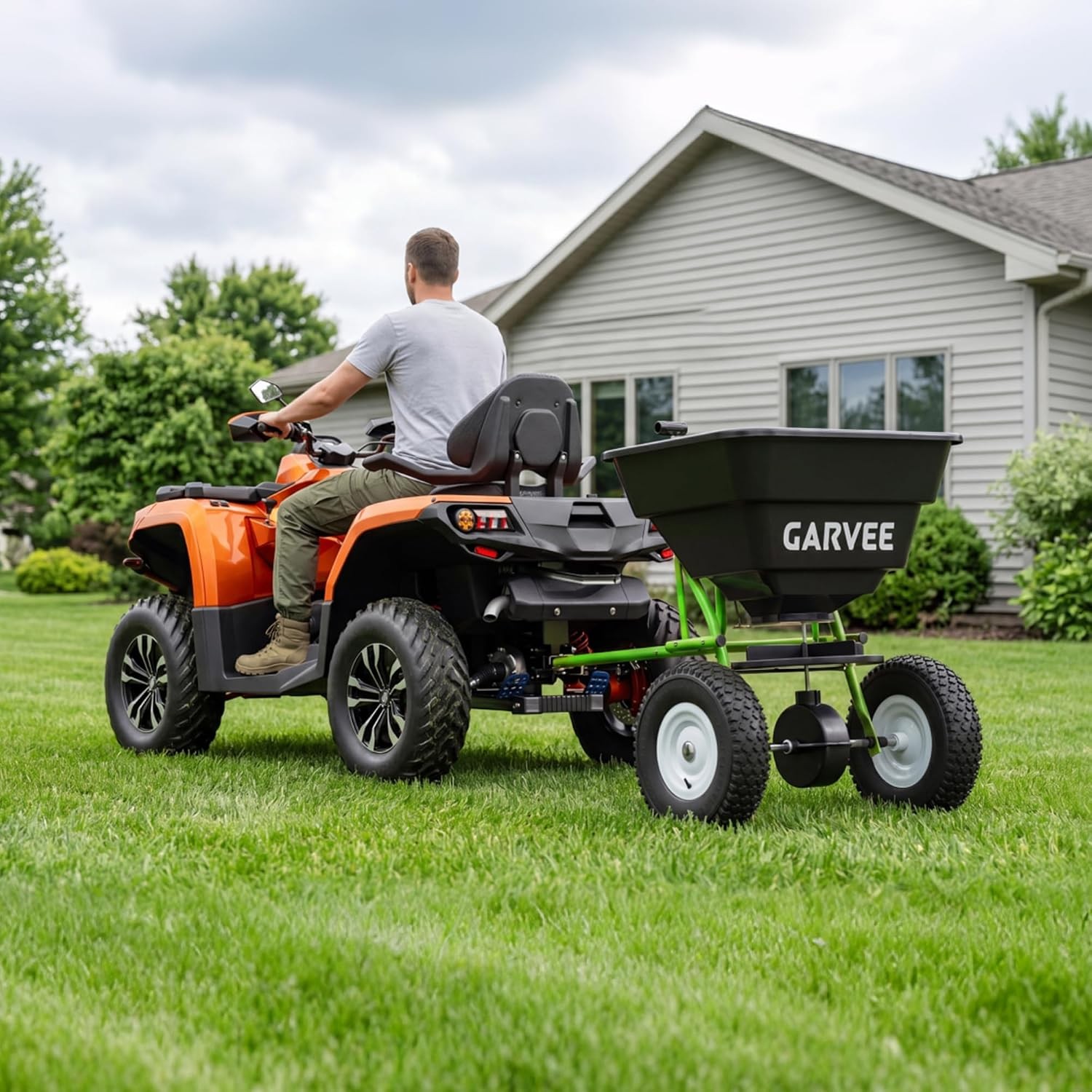 Tow Behind Broadcast Spreader 85lbs Lawn Garden ATV Spreader for Seed Fertilizer