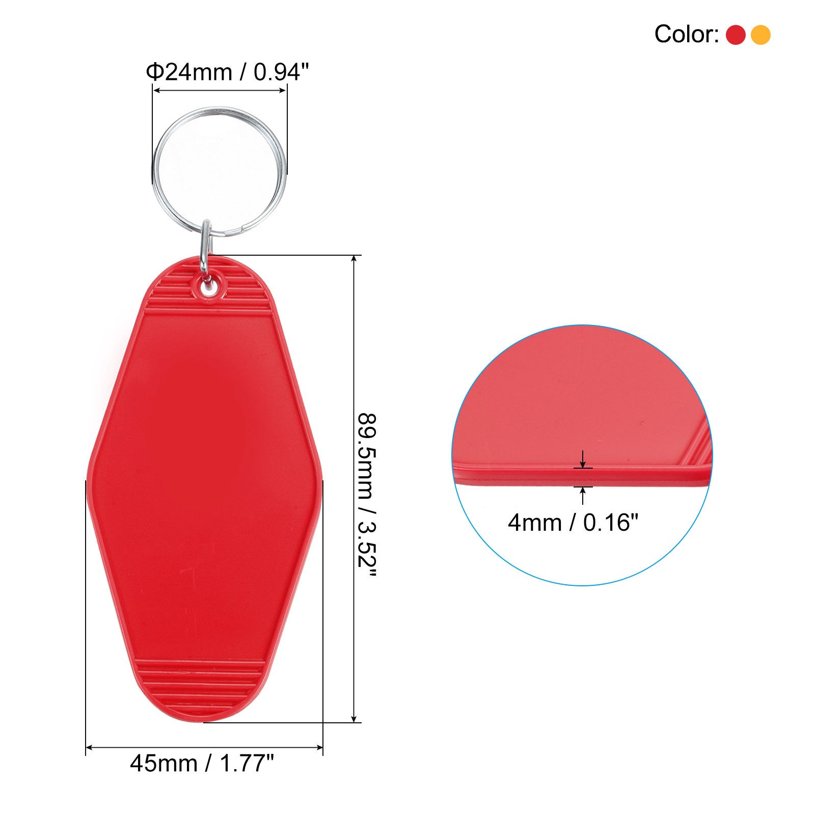 Vintage Motel Keychain, 20 Pack Blank Hotel Keychain Key Tag, Red, Dark Yellow