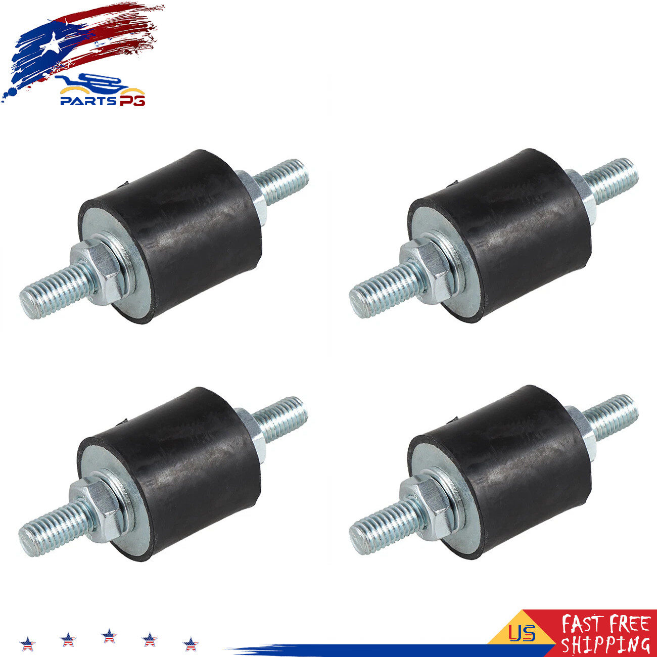 4pcs Anti-Vibration Rubber Isolator Mounts with Studs Shock Absorber, M8-1.25