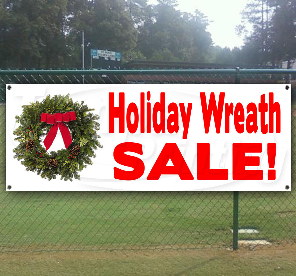 HOLIDAY WREATH SALE CLEARANCE BANNER Advertising Vinyl Sign