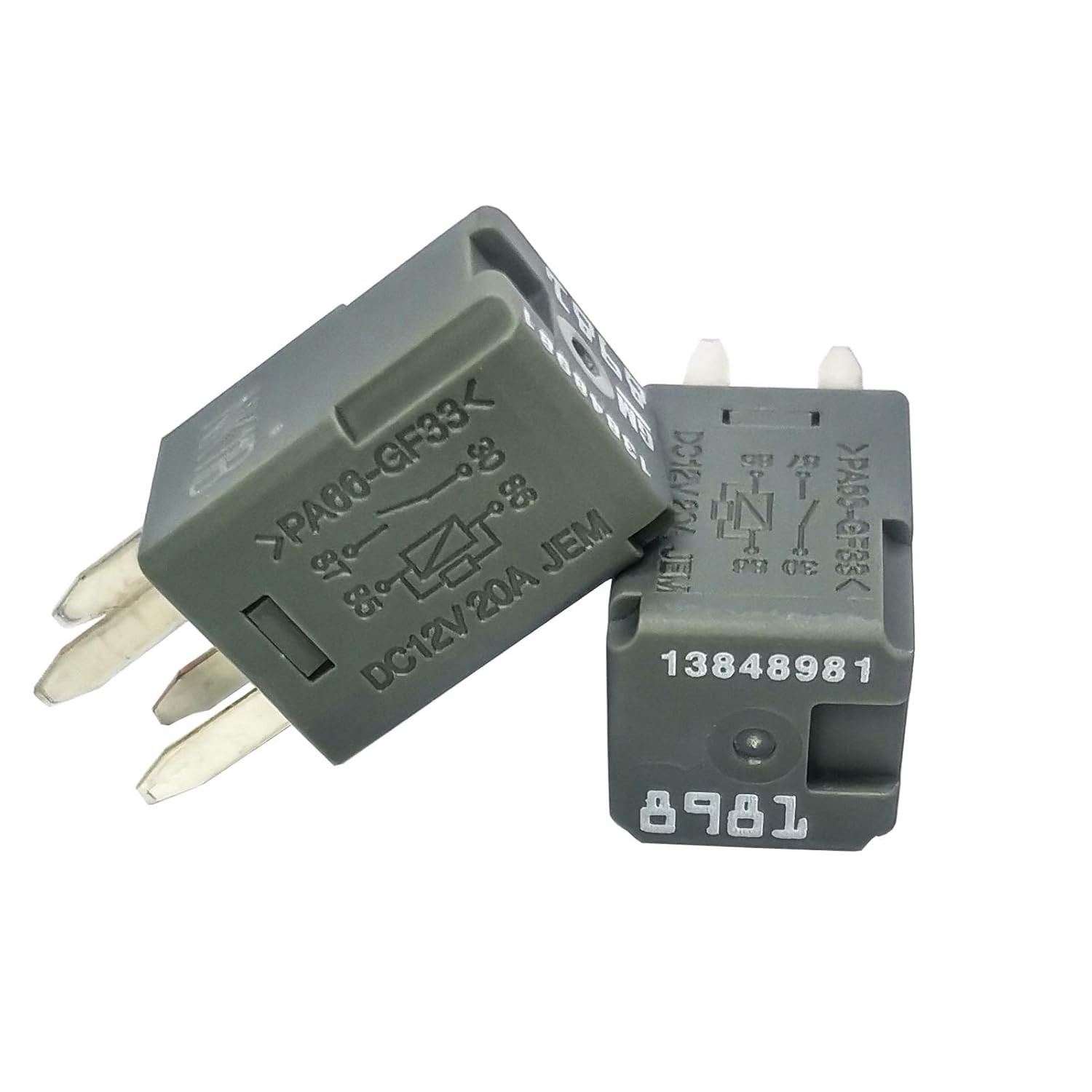2Pcs 13848981 PA66-GF33 DC12V 20A 4 Pin Power Relay Compatible 13502753 19116962