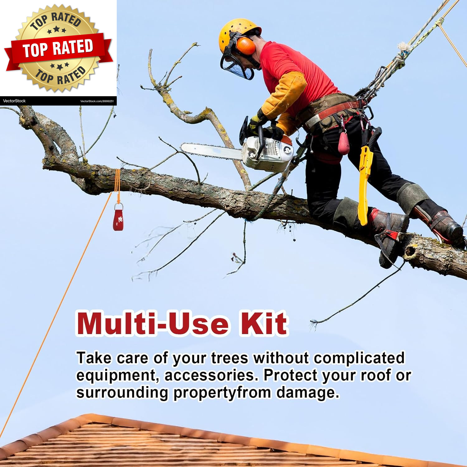 Arborist Throw Line Kit with Slick Rope & 12/14/16Oz Throw Weight & Reflective S